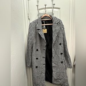 Blu pepper hounds-tooth longline coat black and white